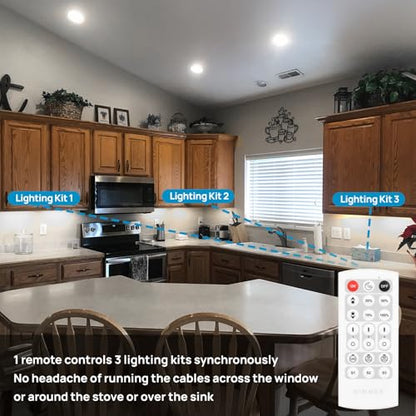 Litever Under Cabinet Lighting Kit. Slim. Super Bright. 21W. Dimmable. Remote with Synchronous Control. Perfect for Kitchen Under Cabinets, Over Counter, Display Lights, Shelf Light. Cool White 4000K. - color: Cool White 4000K
