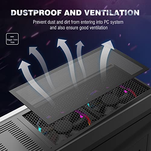 MoKo 400x300mm DIY PC Case Dust Mesh Filter, [2 Pack] PVC Dustproof Magnetic Dust Filter Cover, PC Mesh Grill with Magnetic Frame Strip Computer Cooler Fan Dust Filter for Computer PC Case, Black - color: Black, size: 2 x 400*300mm-1mm hole