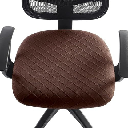 Stretch Jacquard Office Chair Cover, Removable Washable Desk Chair Cover, Anti-dust Seat Cushion Protectors - Chocolate - color: Chocolate, size: Chair Seat Cover