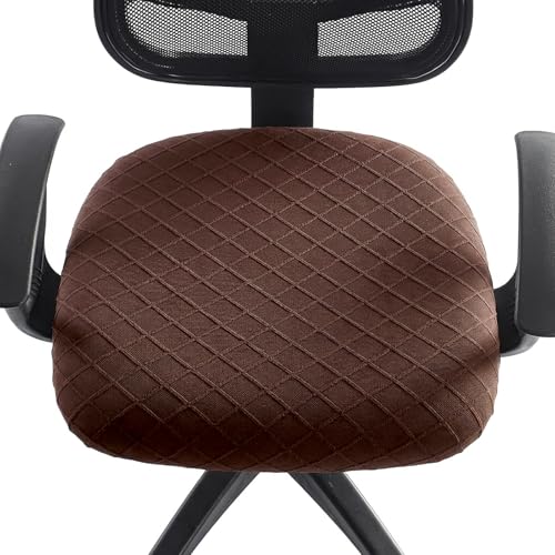 Stretch Jacquard Office Chair Cover, Removable Washable Desk Chair Cover, Anti-dust Seat Cushion Protectors - Chocolate - color: Chocolate, size: Chair Seat Cover