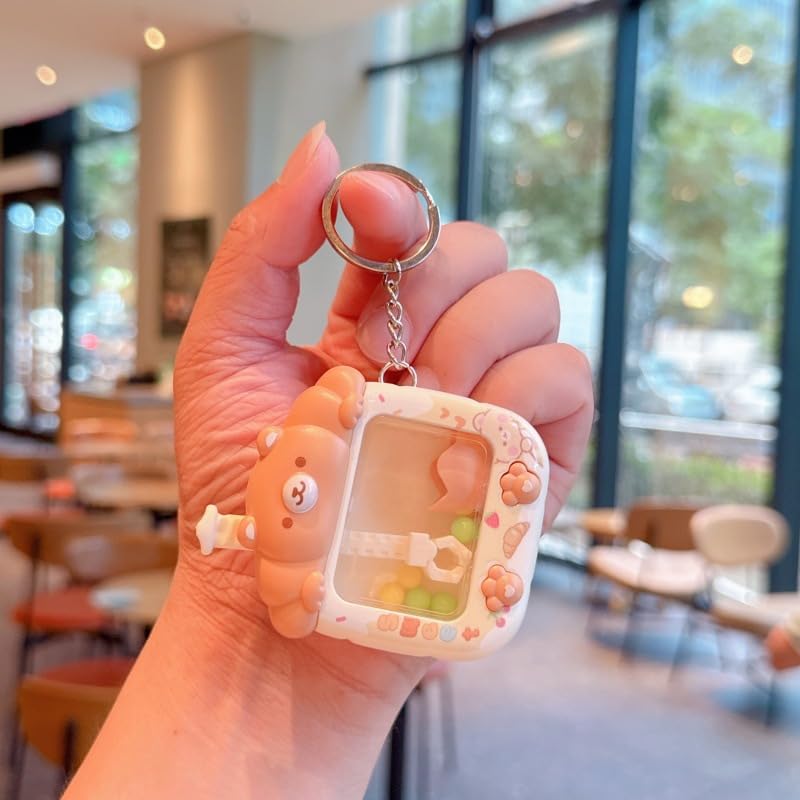Aoekaff Mini Claw Machine Keychain Funny Tiny Arcade Games finger Toys Gifts for Bag Backpack Charm - color: Brown Bear