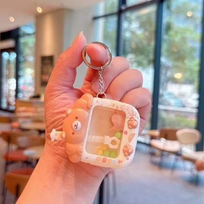 Aoekaff Mini Claw Machine Keychain Funny Tiny Arcade Games finger Toys Gifts for Bag Backpack Charm - color: Brown Bear
