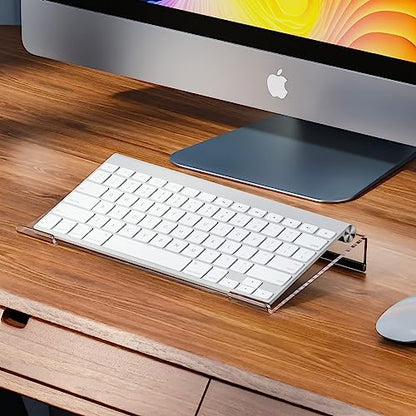 Egchi Small Computer Keyboard Stand, 11.8 x 5.1 Inch- Keyboard Tray for 78 Keys Keyboard, Acrylic Keyboard Riser Lift for Desk, keyboard Holder for Mini Computer Keyboard & Apple Magic Keyboard -Clear - color: Clear 11.8in L* 5.1in W* 1.3in H