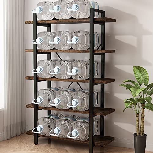 5-Tier Industrial Style Solid Wood Bookcase and Book Shelves,Rustic Wood and Metal Shelving Unit， Living Room,Modern Rustic Open Industrial Book Shelf Office,Distressed Brown (AY-02-5Tier) - size: 5Tier