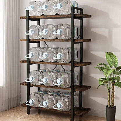 5-Tier Industrial Style Solid Wood Bookcase and Book Shelves,Rustic Wood and Metal Shelving Unit， Living Room,Modern Rustic Open Industrial Book Shelf Office,Distressed Brown (AY-02-5Tier) - size: 5Tier