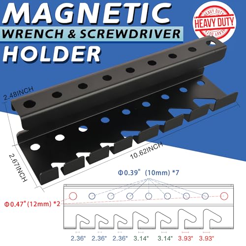 ULIBERMAGNET Magnetic Wrench Holder,Heavy Duty Magnetic Tool Holder,Wrench Screwdriver Shear Organizer Rack Magnetic Mount Tools Rack for Garage,Tool Cart,Pegboards,Workbench - style: Black Magnetic Wrench Rack