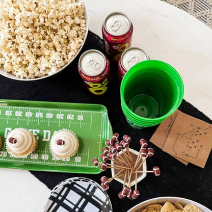 Sprinkles & Confetti Green Game Day Melamine Serving Tray with Handles - BPA-Free, Reusable Platter for Tailgates, Birthdays, Sports Parties - Durable for Charcuterie, Snacks, Wings - color: Green - Game Day