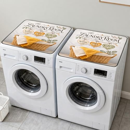 Nuxovilar Laundry Room Dryer Cover for the Top, Non-slip Washer & Dryer Protector, 23.62"x19.68" Dust-proof Washing Machine Mat, Diatom Mud Polyester Top Pad for Laundry Room - color: Yhd19152