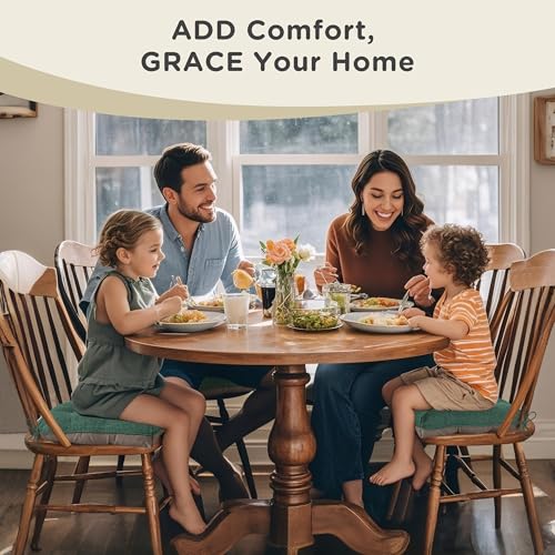 AddGrace Chair Cushions for Dining Chairs Set of 1 Kitchen Seat Cushions with Ties and Non Slip Backing Tufted Indoor Seat Pad for Kitchen Dining Room 18" x 17" x 3" Dark Green - color: Dark Green