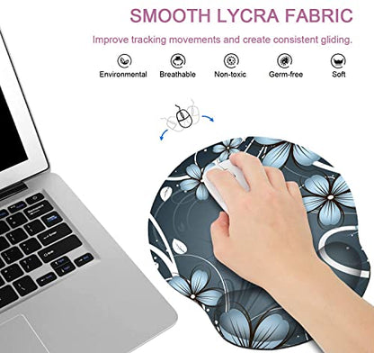RICHEN Ergonomic Mouse Pad with Wrist Support,Non-Slip Rubber Base for Computer Laptop & Mac,Lightweight Rest for Home,Office & Travel (Blue Flowers) - color: Blue Flowers