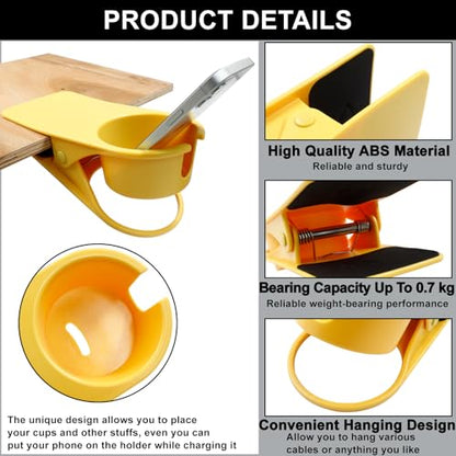 Jiozermi Drinking Cup Holder Clip, Desk Drink Holder with Clip for Water, Soda, Coffee Mug (Yellow) - color: Yellow