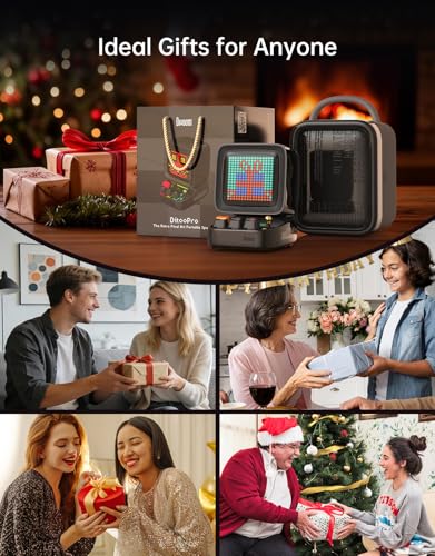 Divoom Ditoo Retro Pixel Art Game Bluetooth Speaker with 16X16 LED App Controlled Front Screen (Black) - color: Black