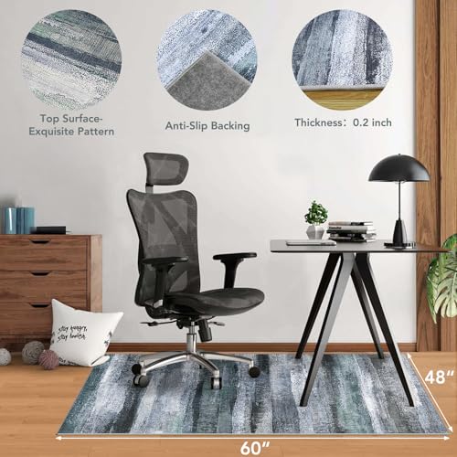 Office Chair Mat for Hardwood Floor&Tile Floor,48"X 60" Heavy Duty Desk Chair Mat for Hard Floors,Under Desk Rug for Rolling Computer Chair,Anti Slip,Low Pile Carpet Floor-Abstract Dark Grey - color: Abstract Dark Grey, size: 48"X 60"