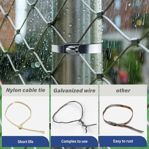 Chain Link Fence Ties 100Pcs 6 Inch Metal Zip Ties Heavy Duty Stainless Steel Outdoor Use - style: 6 inch chain link fence ties