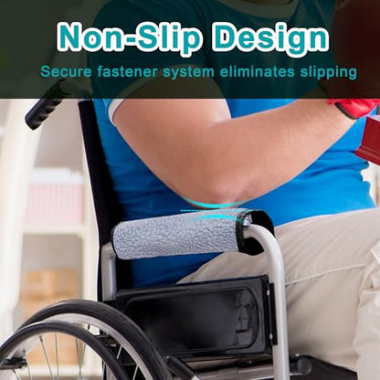 AHIER Wheelchair Armrest Pads, 2PCS Sheepskin Fleece Wheelchair Armrest Covers, Non Slip Arm Rest Cover Cushion pad for Wheelchairs (Blue) - color: Blue