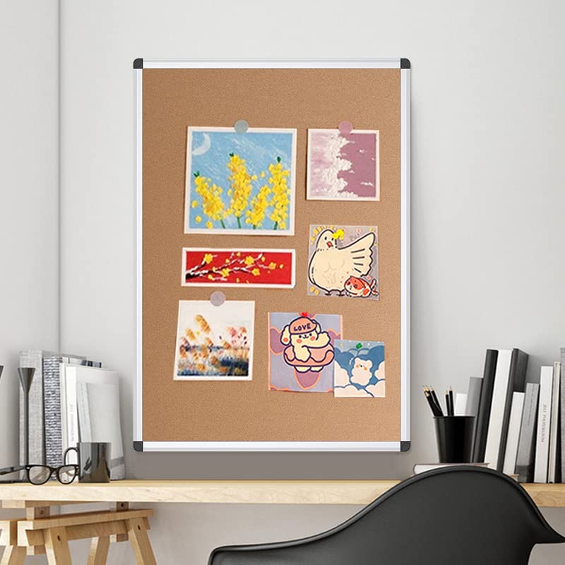 VIZ-PRO Cork Notice Board, 36 X 24 Inches, Silver Aluminium Frame - size: 36 X 24 inches
