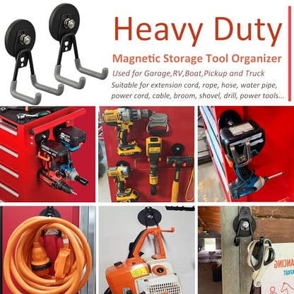 ULIBERMAGNET Heavy Duty Magnetic Hooks,Strong Large Magnet Hooks for Power Drill,Garden Tools, Hose,Pegboard,Garage, Workshop,2 Pack Magnetic Storage Hooks for Indoor Outdoor Hanging(Gray) - style: 2.59" Strong Medium L Gray 2PC