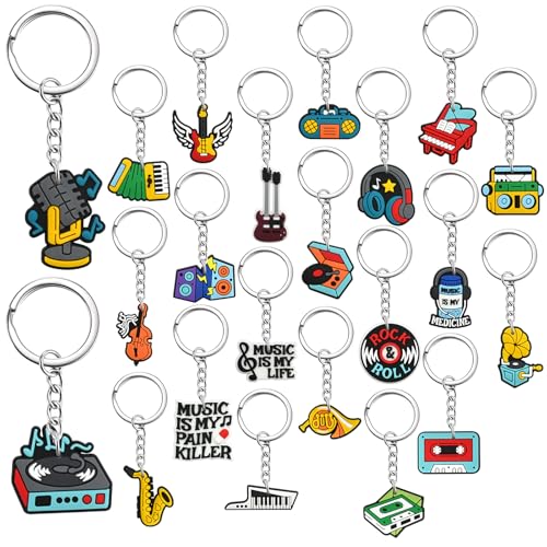 Keychains Bulk,Funny Key Chain for Prizes Incentives Holiday Gifts Birthday Party Favors - color: 22pcs Music Keychains