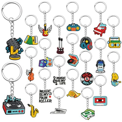 Keychains Bulk,Funny Key Chain for Prizes Incentives Holiday Gifts Birthday Party Favors - color: 22pcs Music Keychains