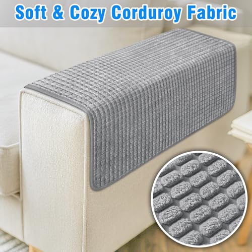 Couch Arm Covers, Sofa Arm Covers, Waterproof Armrest Cover for Sofa, Armchair, Loveseat, Headrest Cover, Non-Slip Recliner Arm Cover, Arm Chair Covers Set of 2 (Gray, 19"×19") - color: Grey, size: 19" x 19" - 2 pcs