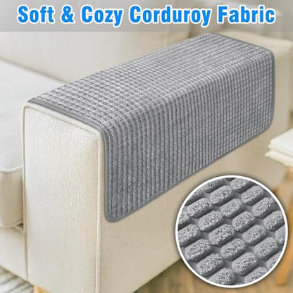 Couch Arm Covers, Sofa Arm Covers, Waterproof Armrest Cover for Sofa, Armchair, Loveseat, Headrest Cover, Non-Slip Recliner Arm Cover, Arm Chair Covers Set of 2 (Gray, 19"×19") - color: Grey, size: 19" x 19" - 2 pcs
