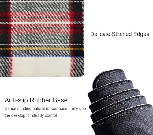 Gaming Mouse Pad, Large Non-Slip Rubber Base Mousepad, Keyboard Mouse Mat, Desk Pad with Stitched Edges, 31.5x11.8inch, Red and White Plaid - color: Red and White Plaid