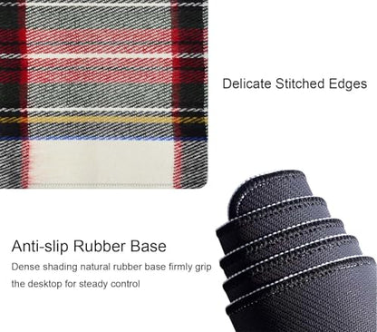 Gaming Mouse Pad, Large Non-Slip Rubber Base Mousepad, Keyboard Mouse Mat, Desk Pad with Stitched Edges, 31.5x11.8inch, Red and White Plaid - color: Red and White Plaid