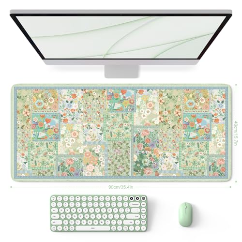 HAOCOO Green Desk Matt for Desktop, Desk Mat for Keyboard and Mouse, Non-Slip Desk Mouse Pad with Stitched Edges, Water-Resistant XL Mouse Pad for Women Office Decor - color: Green2