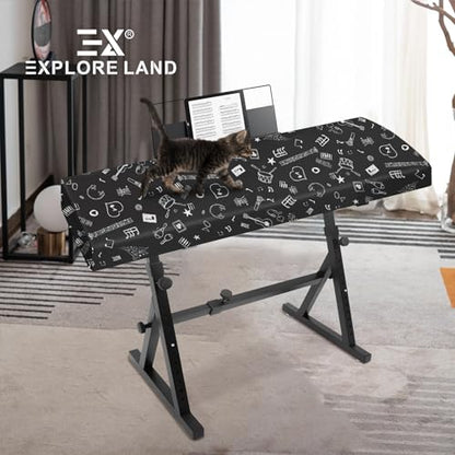 88Keys Piano Keyboard Dust Cover - Dirt Proof Stretchy Digital Piano Cover with Music Stand Opening(Music Symbols) - color: Music Symbols, size: 88 Keys