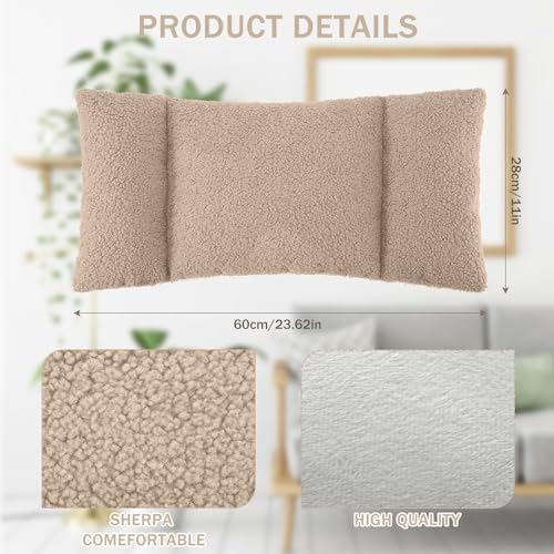 Queekay Fleece Lumbar Support Pillow 3 Section Back Pillow Office Chair for Back Support Comfortable Lumbar Cushion for Car Seat Pain Relief Sofa Rest(Light Camel) - color: Light Camel