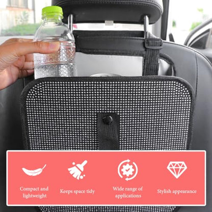 Car Foldable Trash Can, Bling Rhinestone Oxford Garbage Container Hanging Waterproof Organizer, Mini Crystal Dustbin Waste Basket Leakproof Trash Bin for Car Office Kitchen (Light Pink) - color: Light Pink
