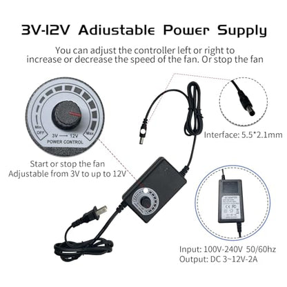 Muffin Fan 120V Axial 220V 110V with Variable Speed Controller Computer Fan with AC Plug for PC Cooler Cabinet Receiver Xbox DVR Greenhouse, 2 Pack - size: 120mm × 38mm, style: 2 Pcs