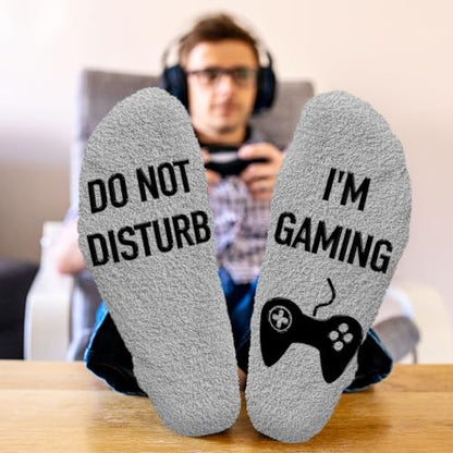 Gamers Gifts for Men, Boys - Gifts for Gamers - Gaming Socks, Stocking Stuffers for Men, Boyfriend, Son Gaming Novelty Socks - color: Grey