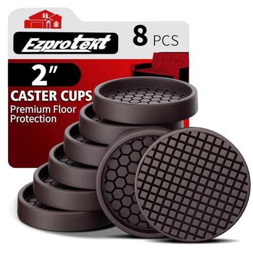 Ezprotekt Non Slip Furniture Pads, 8 Pcs 2" Anti Skid Rubber Furniture Caster Cups, Anti-Slip Furniture Coasters for Hardwoods Floors, Anti Slide Floor Protectors for Bed Couch Stoppers (Brown) - color: Brown