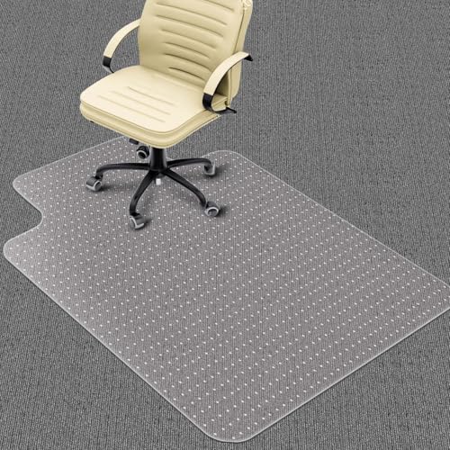 Heavy Duty Office Chair Mat for Carpet Floors & Desk Mat for Carpeted Floors - Clear Floor Protector with Extended Lip | Slip-Resistant, Easy Glide 36"x48" for Low/Flat Pile - Home, Office & Gaming - size: 48 in x 36 in with lip