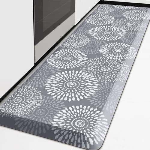 LuxStep Kitchen Mat Waterproof Kitchen Rugs for Floor Cushioned Anti-Fatigue Mat Non-Slip Standing Desk Mat Comfort Floor Mats for House Sink Office 24" x 70"-4/5 Inch Grey - color: Grey, size: 70"L x 24"W x 0.8"Th