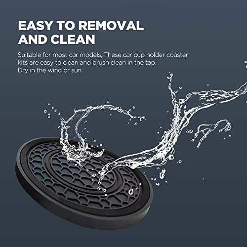 2 PCS Car Cup Holder Coaster,Car Coasters Cup Mats,2.75 Inch Universal Car Cup Coasters,Non-Slip Anti Dust Mats Cup Holder Insert Coaster, Suitable for Most Car Interior (Black) - color: Black
