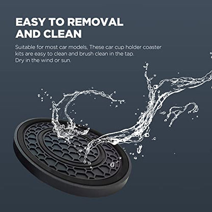 2 PCS Car Cup Holder Coaster,Car Coasters Cup Mats,2.75 Inch Universal Car Cup Coasters,Non-Slip Anti Dust Mats Cup Holder Insert Coaster, Suitable for Most Car Interior (Black) - color: Black