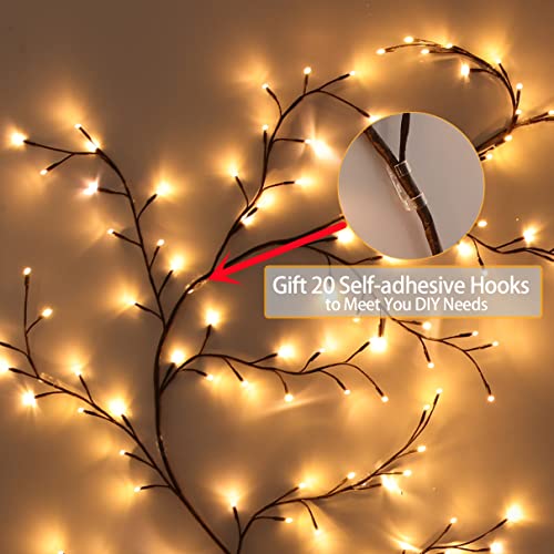 Enchanted Willow Vine 9.5FT, 160 LEDs Vines for Room Decor with Remote, Vine Lights for Wall Home Decorations with 20 Clips & Tapes, Plug in, 1 PC - color: Brown Willow
