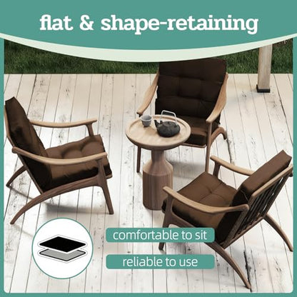 Outdoor Chair Cushions Set of 2, 42x21x4 Inch Patio Cushion for Dining/Rocking Chairs, High Back Soft Seat Pad with Ties, Indoor Outside Use, Fade-Resistant & Waterproof, Brown - color: Brown
