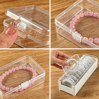 2 Pack Cable Organizer Box with 22 Mini Boxes, Clear Cord Storage Case