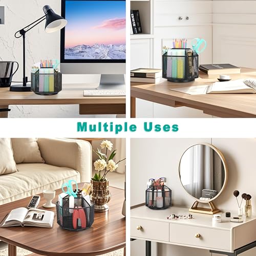 Exerz Desk Organiser/Mesh Desk Tidy Candy/Pen Holder/Multifunctional Organiser 360 Rotating - color: Black