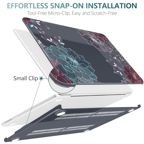 DONGKE Compatible with MacBook Neo 13 Inch Case 2026 A3404 A18 Pro chip & Touch ID, Plastic Hard Shell with Keyboard Cover, Screen Protector & Dust Plugs, Dahlia Flowers - color: Dahlia Flowers