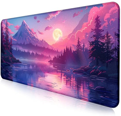 Sunset Mountain Landscape Extended Mouse Pad Game Office Sewing Table Mat | Large Extended Mouse Pad; Full Desk Coverage; Waterproof Coating; Stable Anti-Slide Base For Gaming, Office, Study Daily Use - color: Mountain Scenery