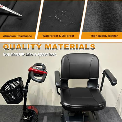 Seat Cover Set Compatible with Go-Go Elite Traveller, LR, Plus HD, ES, GO-Chair, Ultra X, Pride Revo and Sonic Mobility, 3&4 Wheel Folding Electric Scooter Wheelchair Covers (Leather)