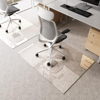 Tempered Glass Chair Mat 48"x36" – Ultra-Clear Office Chair Mat for Hardwood Floors & Low-Pile Carpets – Heavy-Duty 0.2" Scratch-Resistant Surface with Non-Slip Pads – Supports 1,000 lbs - size: 48"x36"