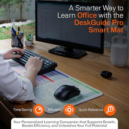 DeskGuide Pro MS Office Keyboard Pad Shortcut Mouse Pad - Windows 31.5"x11.8" Non-Slip Excel Cheat Sheet Desk Pad with Color-Coded Design - Excel/Word/PPT/Outlook Shortcuts Keyboard Mat and Mouse Pad