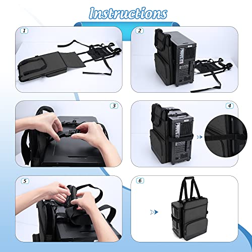 Trunab PC Tower Carrying Strap with Handle, Desktop Carrying Case with Pockets for Keyboard, Cable and Computer Accessories, Ideal for Transporting On The Go (Patented Design) - size: L - Fits Mid & Full Tower