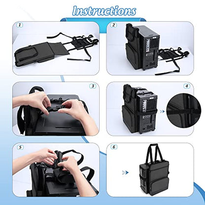 Trunab PC Tower Carrying Strap with Handle, Desktop Carrying Case with Pockets for Keyboard, Cable and Computer Accessories, Ideal for Transporting On The Go (Patented Design) - size: L - Fits Mid & Full Tower