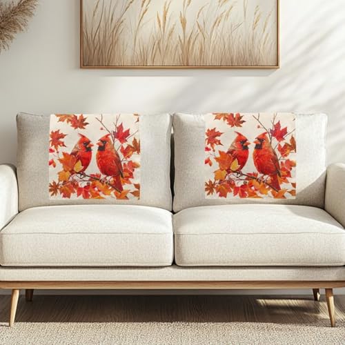 Cardinal Bird Recliner Headrest Cover Fall Decorations for Home Maple Couch Headrest Covers Easy to Install Pet Scratch Resistant Sofa Head Protector 2 Pcs - color: Maple Cardinal Bird
